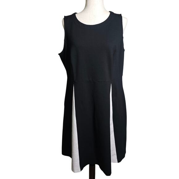 J Jill Siriano Collab Black & White Fit Flare Tank Dress Viscose Rayon Spdx L - Picture 1 of 10